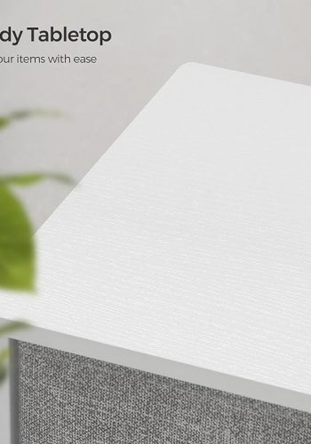 SONGMICS Kommode, Opbevaringsm�bel med 8 Letudtr�kkelige Stoffskuffer, Kommode, Organisationsm�bel med Metalramme, Bordplade, Til Skab, B�rnev�relse, Lysegr� og Hvid LTS24W
