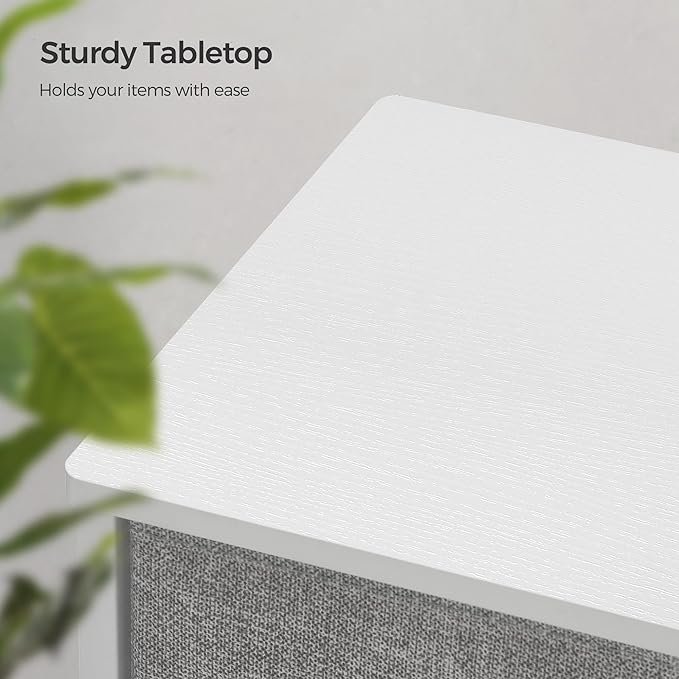 SONGMICS Kommode, Opbevaringsm�bel med 8 Letudtr�kkelige Stoffskuffer, Kommode, Organisationsm�bel med Metalramme, Bordplade, Til Skab, B�rnev�relse, Lysegr� og Hvid LTS24W