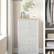 SONGMICS Kommode Sovev�relse, Opbevaringsm�bel, Kommode med 4 stofskuffer, Metalramme, H�j og Slank, Til Skab, Hvid og Eg LTS314W57