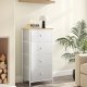 SONGMICS Kommode Sovev�relse, Opbevaringsm�bel, Kommode med 4 stofskuffer, Metalramme, H�j og Slank, Til Skab, Hvid og Eg LTS314W57