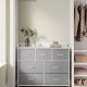 SONGMICS Kommode, Sovev�relsesskab, 7 stofskuffer med h�ndtag, Metalramme, Duegr� og Skyhvid LTS523L10