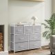 SONGMICS Kommode, Sovev�relsesskab, 7 stofskuffer med h�ndtag, Metalramme, Duegr� og Skyhvid LTS523L10
