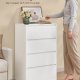 VASAGLE KAILYN Kollektion - Kommode til sovev�relse, Opbevaringsenhed med 4 skuffer, 40 x 60 x 97,4 cm, Moderne stil, Snehvid LTS614WE02