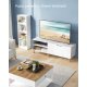 VASAGLE TV-skab til TV op til 65 tommer, 140 cm bredt TV-bord med 2 d�re, justerbare hylder, TV-bord, til stue, spisestue, sovev�relse, hvid LTV027T46