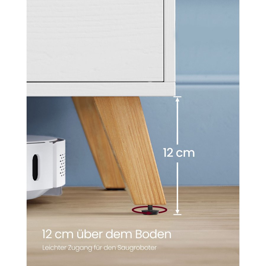 VASAGLE TV-skab til TV op til 65 tommer, 140 cm bredt TV-bord med 2 d�re, justerbare hylder, TV-bord, til stue, spisestue, sovev�relse, hvid LTV027T46