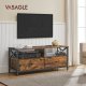 VASAGLE TV-sk�p, TV-m�bel f�r 55-tums TV, vardagsrum, med 2 l�dor, 2 f�rvaringshyllor, 120 x 40 x 50 cm, st�lram, industriell stil, rustik brun och svart LTV300B01