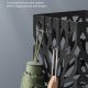 SONGMICS Paraplystativ, Paraplyholder til entr&eacute;, Fritst�ende firkantet paraplystativ i st�l, til stokke og vandrestave, med aftagelig drypbakke, 4 kroge, Sort LUC026B33