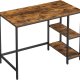 VASAGLE LWD046B01 Skrivbord Datorbord PC-bord Skrivbord med 2 hyllor p hger eller vnster sida fr kontor Vardagsrum Stlram Industriell design Vintage Brun/Svart
