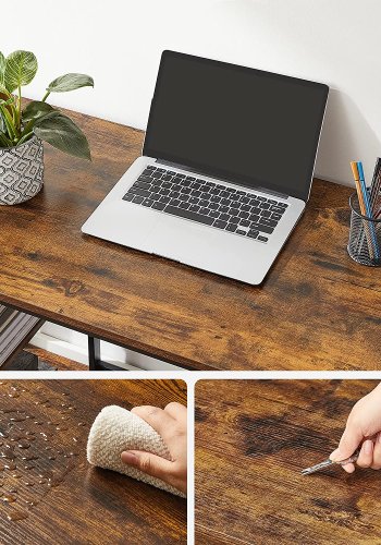 VASAGLE LWD046B01 Skrivbord Datorbord PC-bord Skrivbord med 2 hyllor p hger eller vnster sida fr kontor Vardagsrum Stlram Industriell design Vintage Brun/Svart