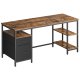 VASAGLE Computerbord, Arbejdsbord med Opbevaring, 3 Hylder, 2 Skuffer, 60 x 160 x 76 cm, Til Hjemmekontor, Stue, Industriel Stil, Rustik Brun og Mat Sort LWD105K01