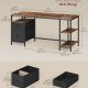 VASAGLE Computerbord, Arbejdsbord med Opbevaring, 3 Hylder, 2 Skuffer, 60 x 160 x 76 cm, Til Hjemmekontor, Stue, Industriel Stil, Rustik Brun og Mat Sort LWD105K01