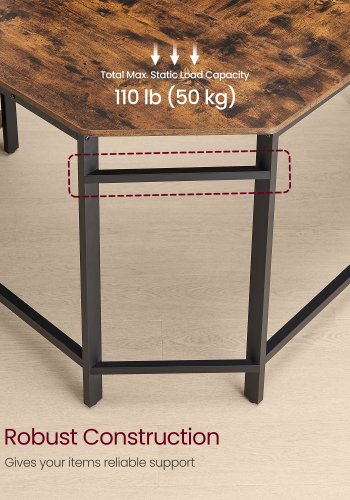 VASAGLE Computertisch, L-f&ouml;rmiger Eckschreibtisch, 130 x 130 x 76 cm, Gaming-Schreibtisch, Arbeitsplatz mit 2 Ablagef&auml;chern f&uuml;r das Homeoffice, platzsparend, einfach zu montieren, rustikales Braun und Tintenschwarz LWD123K01