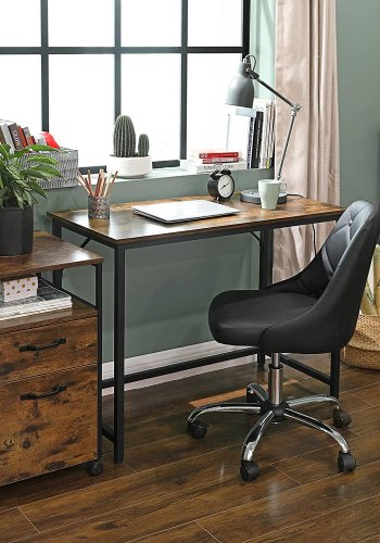 VASAGLE skrivebord, rektangulrt - rustikk brun sponplate og sort stl (50x100)