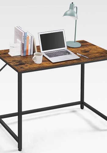 VASAGLE skrivebord, rektangulrt - rustikk brun sponplate og sort stl (50x100)