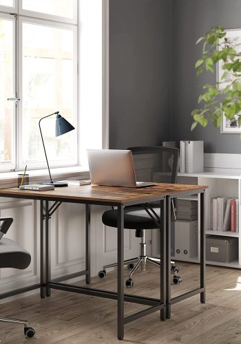 VASAGLE skrivebord, rektangulrt - rustikk brun sponplate og sort stl (50x100)