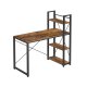 VASAGLE LWD48X skrivebord, m. 3 hylder - rustik brun sp�nplade og sort st�l (120x60)
