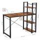 VASAGLE LWD48X skrivebord, m. 3 hylder - rustik brun sp�nplade og sort st�l (120x60)