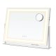 SONGMICS Sminkspegel med belysning, 15 LED-lampor, sockel, touchkontroll, 3 ljustemperaturer, justerbar ljusstyrka, telefonh�llare, mattvit LWM002W02