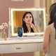 SONGMICS Sminkspegel med belysning, 15 LED-lampor, sockel, touchkontroll, 3 ljustemperaturer, justerbar ljusstyrka, telefonh�llare, mattvit LWM002W02