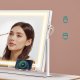 SONGMICS Sminkspegel med belysning, 15 LED-lampor, sockel, touchkontroll, 3 ljustemperaturer, justerbar ljusstyrka, telefonh�llare, mattvit LWM002W02
