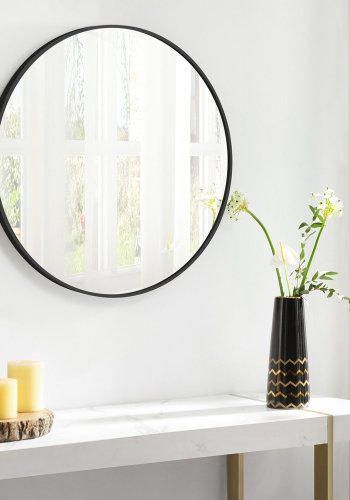 SONGMICS LWM102B01 v�gspejl, rund - spejlglas og sort aluminium (�61)
