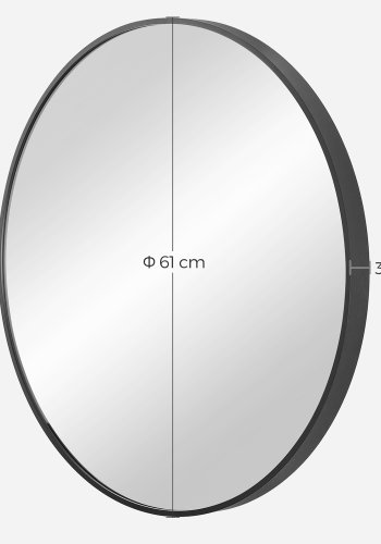 SONGMICS LWM102B01 Rund v&auml;ggspegel Badrumsspegel 61 cm diameter Metallram F&ouml;r Vardagsrum Sovrum Badrum Hall Svart