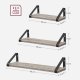 VASAGLE Sv�vende hylder i industrielt design, s�t med 3 v�gmonterede, robuste hylder til udstilling, stue, badev�relse, k�kken, gr�, sort LWS033B02