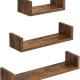 SONGMICS vegghylle, rektangulr - brun sponplate (sett med 3)