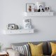 SONGMICS sv�vende v�greol med 3 skuffer, opbevaringshylde til entr&eacute;, 80 x 15 x 10 cm, stue, sovev�relse, k�kken, h�jglansmaling, hvid LWS085W01