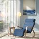 SONGMICS LYY010Q01 gyngestol, m. arml�n, justerbar fodst�tte i 5 pos. - midnatsbl� bomuld/polyester stof og natur birketr�