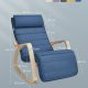 SONGMICS LYY010Q01 gyngestol, m. arml�n, justerbar fodst�tte i 5 pos. - midnatsbl� bomuld/polyester stof og natur birketr�