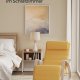 SONGMICS LYY010Y01 gyngestol, m. arml�n, justerbar fodst�tte i 5 pos. - pastelgul bomuld/polyester stof og natur birketr�