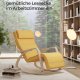 SONGMICS LYY010Y01 gyngestol, m. arml�n, justerbar fodst�tte i 5 pos. - pastelgul bomuld/polyester stof og natur birketr�