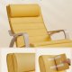 SONGMICS LYY010Y01 gyngestol, m. arml�n, justerbar fodst�tte i 5 pos. - pastelgul bomuld/polyester stof og natur birketr�