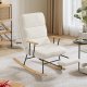 SONGMICS HOME LYY016W01 Gyngestol, ben af gummitr�, plysstof, gyngestol, justerbar rygl�n med 4 positioner, underst�tter op til 160 kg, til sovev�relse, stue, cremehvid LYY016W01