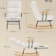 SONGMICS HOME LYY016W01 Gyngestol, ben af gummitr�, plysstof, gyngestol, justerbar rygl�n med 4 positioner, underst�tter op til 160 kg, til sovev�relse, stue, cremehvid LYY016W01