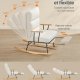 SONGMICS HOME LYY016W01 Gyngestol, ben af gummitr�, plysstof, gyngestol, justerbar rygl�n med 4 positioner, underst�tter op til 160 kg, til sovev�relse, stue, cremehvid LYY016W01