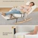 SONGMICS HOME LYY016W01 Gyngestol, ben af gummitr�, plysstof, gyngestol, justerbar rygl�n med 4 positioner, underst�tter op til 160 kg, til sovev�relse, stue, cremehvid LYY016W01
