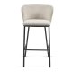 KAVE HOME Ciselia barstol, m. rygl�n og fodst�tte - hvid shearling stof og sort st�l