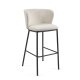 KAVE HOME Ciselia barstol, m. rygl�n og fodst�tte - hvid shearling stof og sort st�l