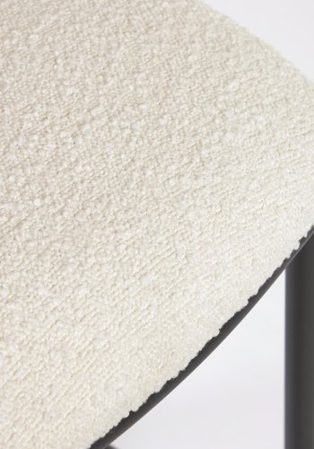 KAVE HOME Ciselia barstol, m. rygl�n og fodst�tte - hvid shearling stof og sort st�l