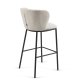 KAVE HOME Ciselia barstol, m. rygl�n og fodst�tte - hvid shearling stof og sort st�l