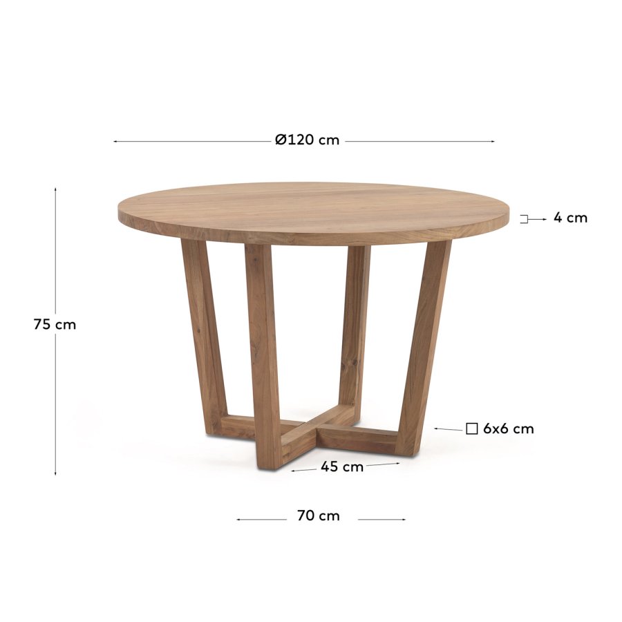 KAVE HOME Nahla spisebord, rundt - naturlig akasietre (120)