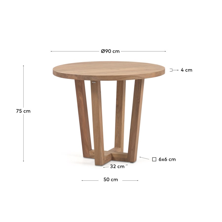 KAVE HOME Nahla spisebord, rundt - naturlig akasietre (90)