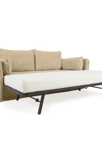 KAVE HOME Tanit sovesofa - beige stoff og naturlig bk