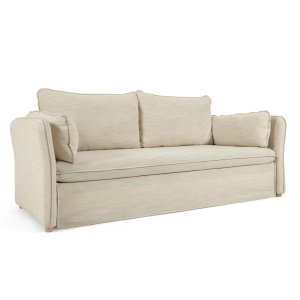 KAVE HOME Tanit sovesofa - beige stof og natur bgetr