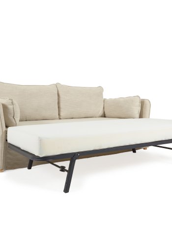 KAVE HOME Tanit sovesofa - beige stoff og naturlig bketre