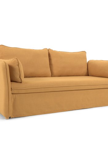 KAVE HOME Tanit sovesofa - sennepsgul stof og natur bgetr
