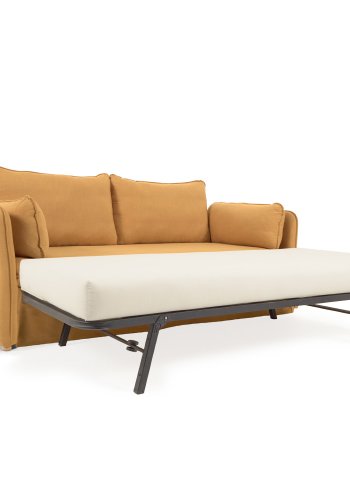 KAVE HOME Tanit sovesofa - sennepsgul stof og natur bgetr