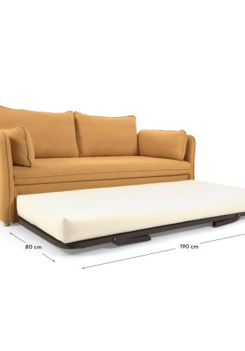 KAVE HOME Tanit sovesofa - sennepsgul stof og natur bgetr